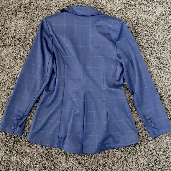 Cabi Women's Checkout Blazer 10 Jacket Sunset Kiss Blue Check Kick Pleat‎ Career - Picture 4 of 13
